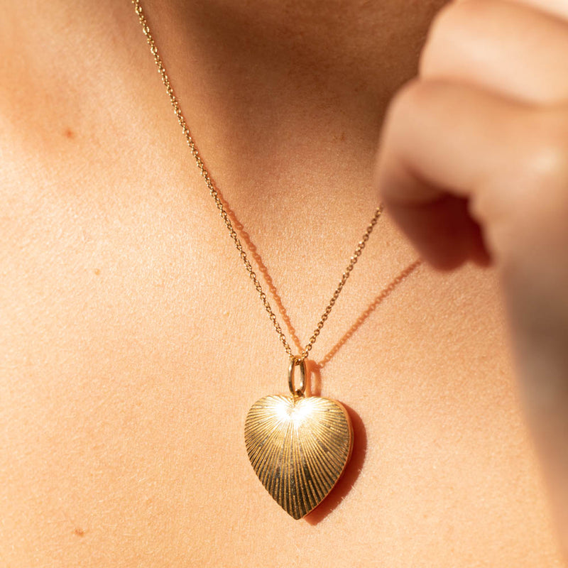 9ct Yellow Gold Guiding Light Heart Locket-Necklace-Walker & Hall