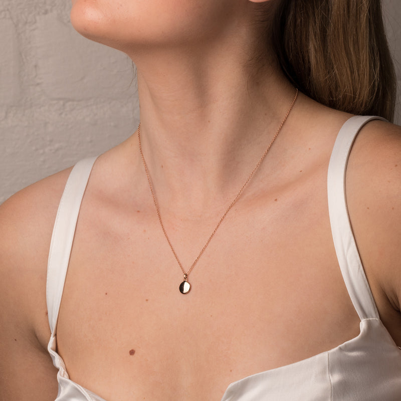 9ct Rose Gold Mini Pebble Pendant-Necklace-Walker & Hall