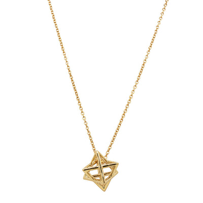 18ct Yellow Gold Merkaba Star Necklace-Necklace-Walker & Hall