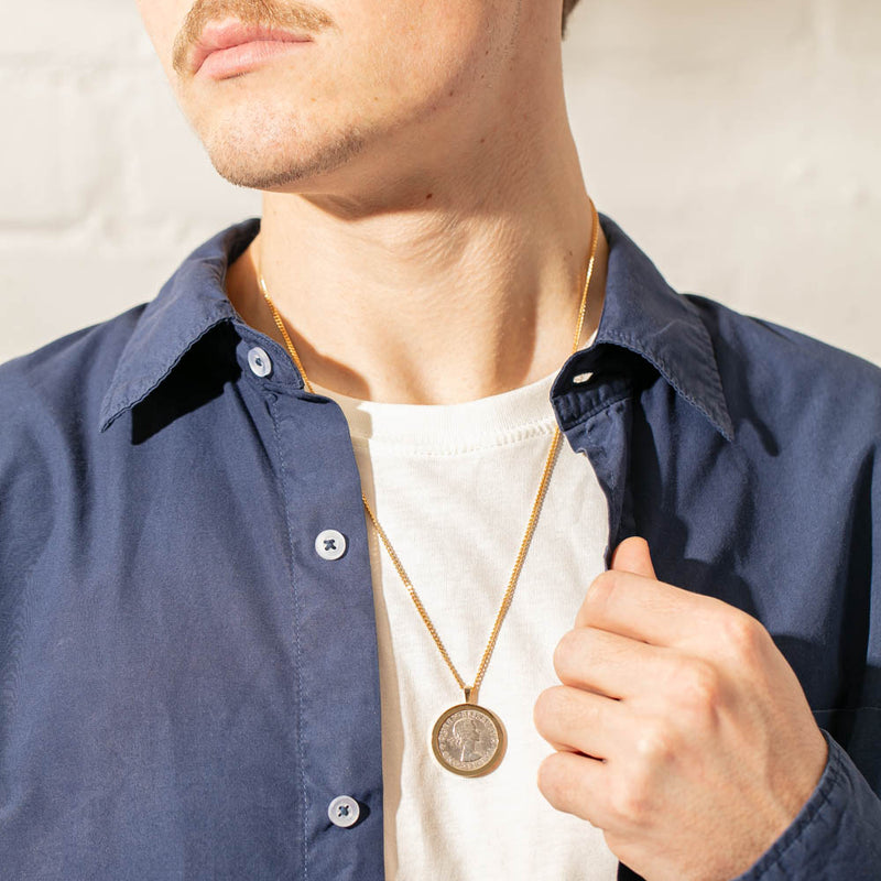 9ct Yellow Gold Pendant with Shilling Coin-Necklace-Walker & Hall