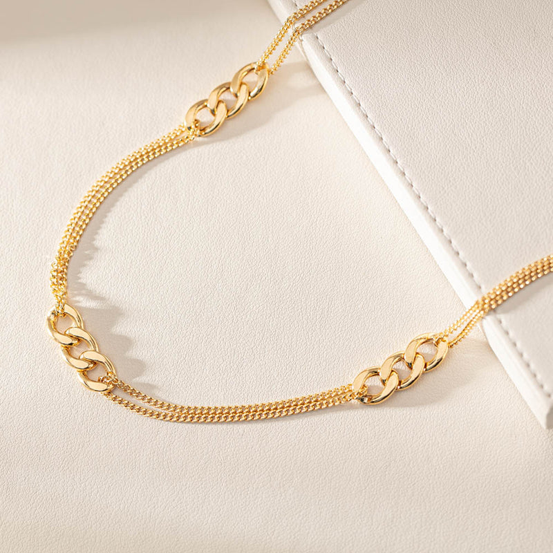 9ct Yellow Gold Interlink Necklace-Necklace-Walker & Hall