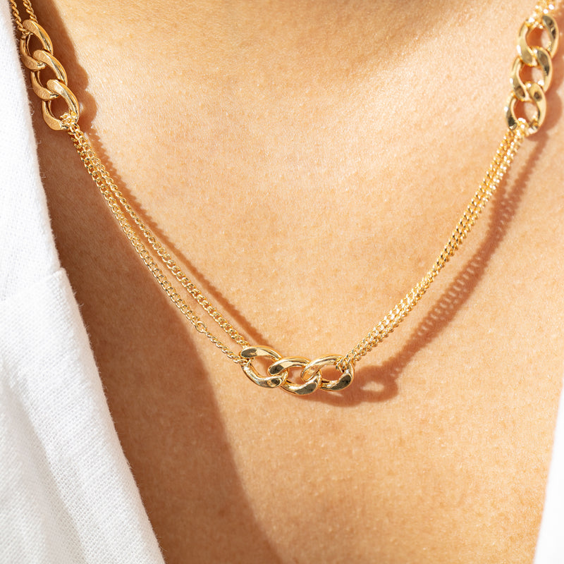 9ct Yellow Gold Interlink Necklace-Necklace-Walker & Hall