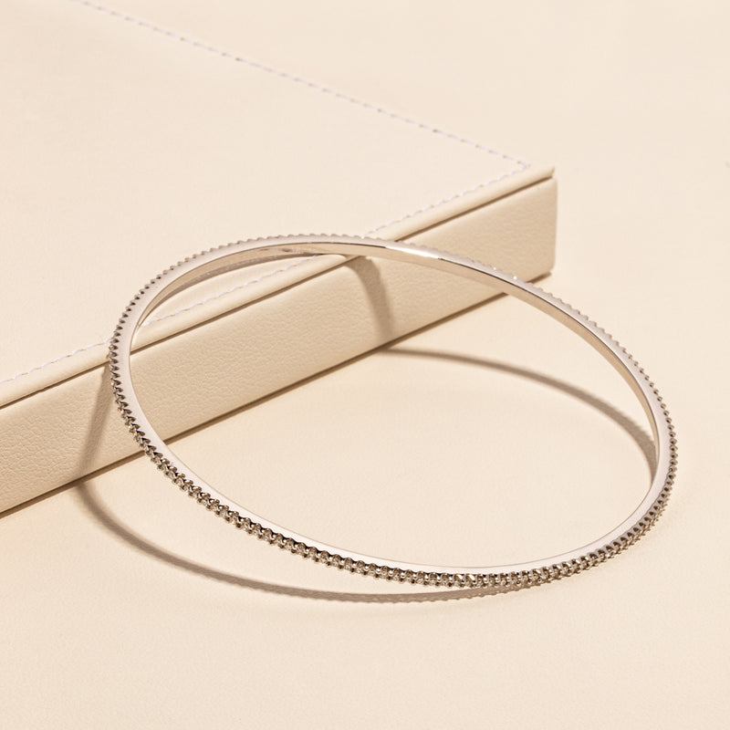 18ct White Gold 1.05ct Diamond Eternity Bangle-Bracelet-Walker & Hall