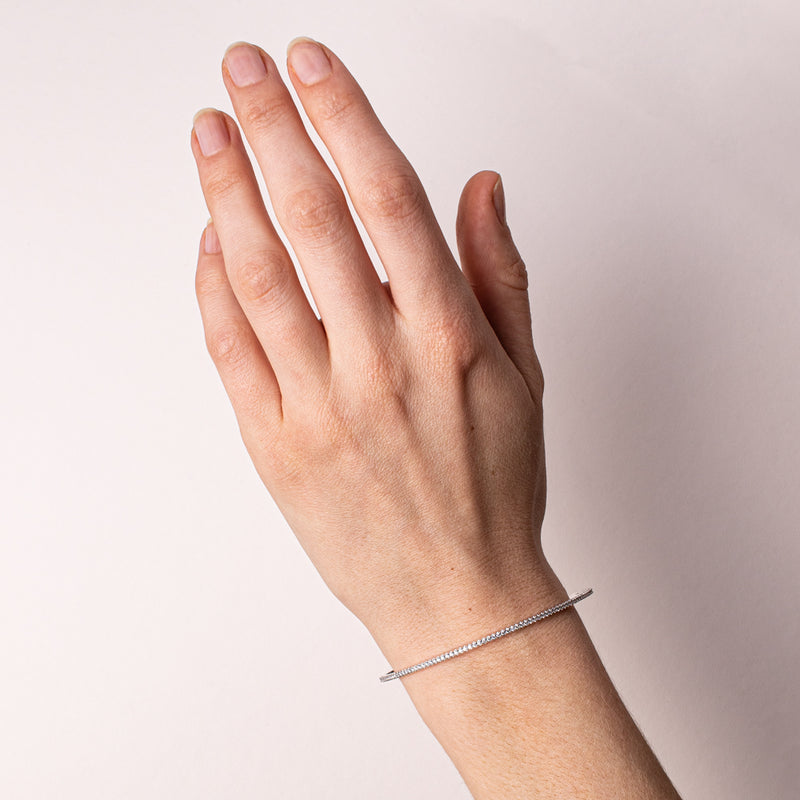 18ct White Gold 1.05ct Diamond Eternity Bangle-Bracelet-Walker & Hall