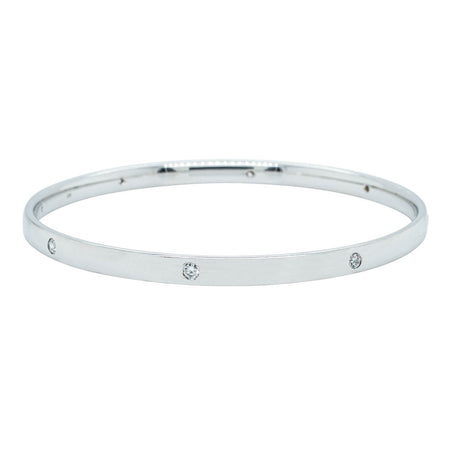 9ct White Gold Diamond Lucky Bangle-Bracelet-Walker & Hall