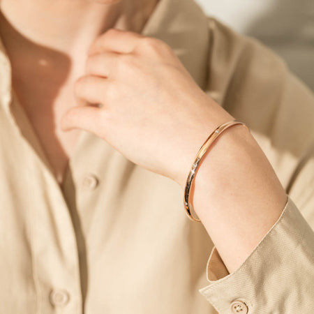 9ct Rose Gold Diamond Lucky Bangle-Bracelet-Walker & Hall