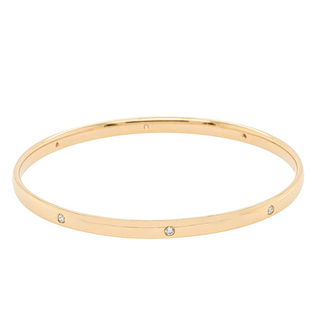 9ct Yellow Gold Diamond Lucky Bangle-Bracelet-Walker & Hall