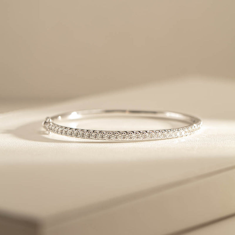 18ct White Gold Diamond Comet Bangle-Bracelet-Walker & Hall