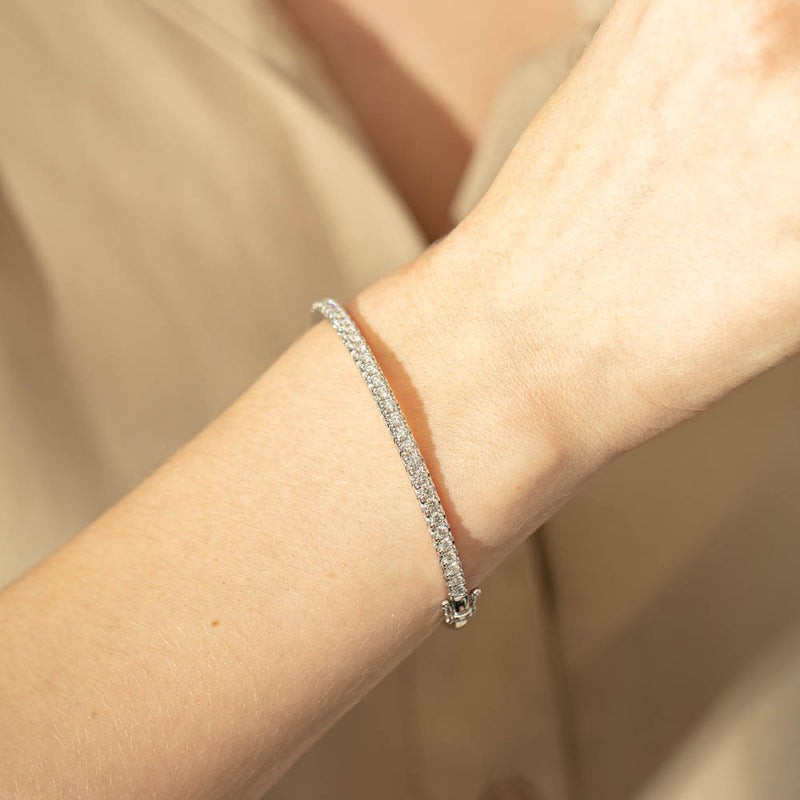 18ct White Gold Diamond Comet Bangle-Bracelet-Walker & Hall