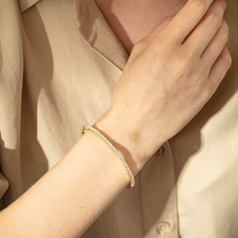 18ct Yellow Gold Diamond Comet Bangle-Bracelet-Walker & Hall