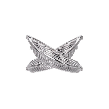 Boh Runga Rocksteady Feather Kiss Cross Ring - Sterling Silver-Ring-Walker & Hall
