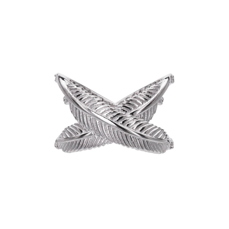Boh Runga Rocksteady Feather Kiss Cross Ring - Sterling Silver-Ring-Walker & Hall