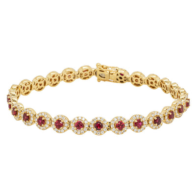 18ct Yellow Gold Ruby & Diamond Eclipse Bracelet-Bracelet-Walker & Hall