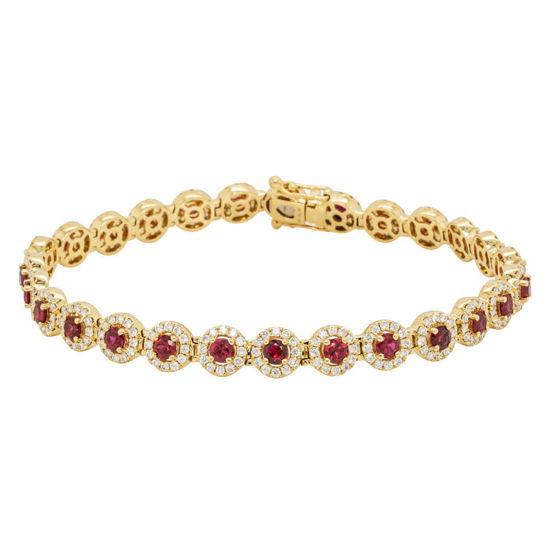 18ct Yellow Gold Ruby & Diamond Eclipse Bracelet-Bracelet-Walker & Hall