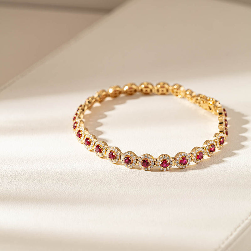 18ct Yellow Gold Ruby & Diamond Eclipse Bracelet-Bracelet-Walker & Hall