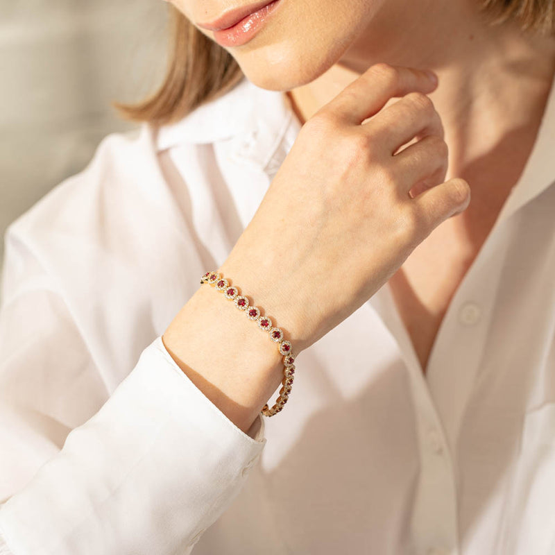 18ct Yellow Gold Ruby & Diamond Eclipse Bracelet-Bracelet-Walker & Hall