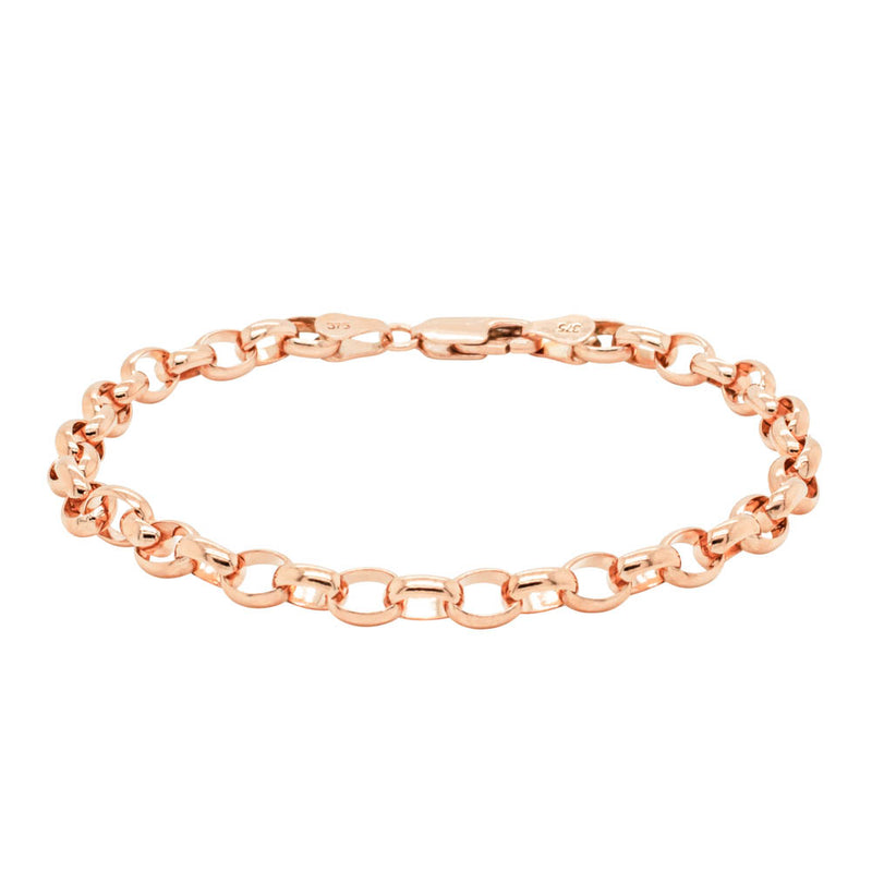 9ct Rose Gold Oval Belcher Bracelet-Bracelet-Walker & Hall
