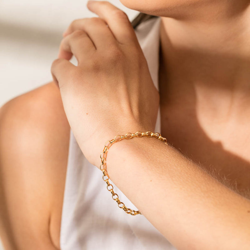 9ct Yellow Gold Oval Belcher Bracelet-Bracelet-Walker & Hall