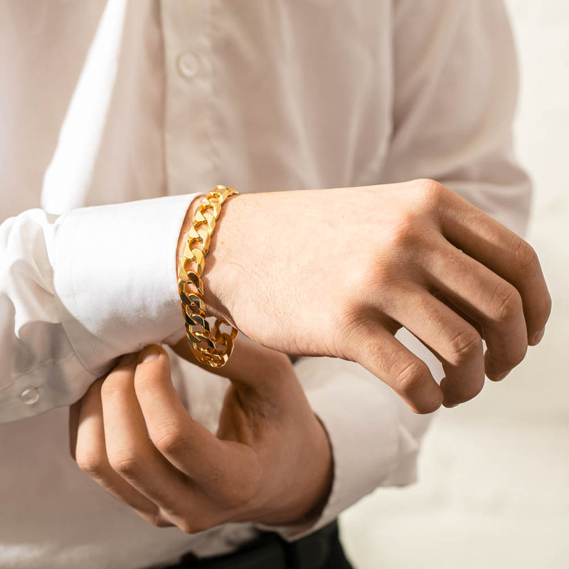 9ct Yellow Gold Cuban Chain Bracelet-Bracelet-Walker & Hall