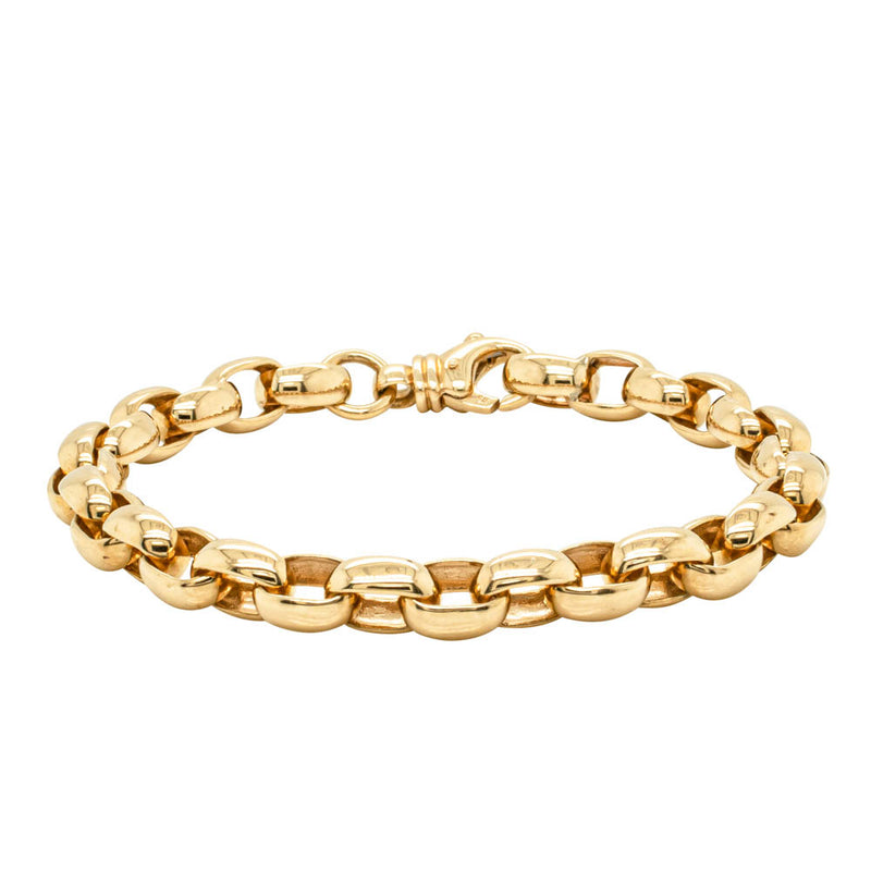 9ct Yellow Gold Oval Belcher Bracelet-Bracelet-Walker & Hall