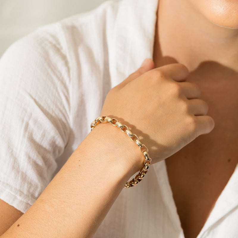 9ct Yellow Gold Oval Belcher Bracelet-Bracelet-Walker & Hall