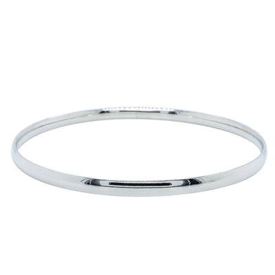 9ct White Gold 4mm Bangle-Bracelet-Walker & Hall