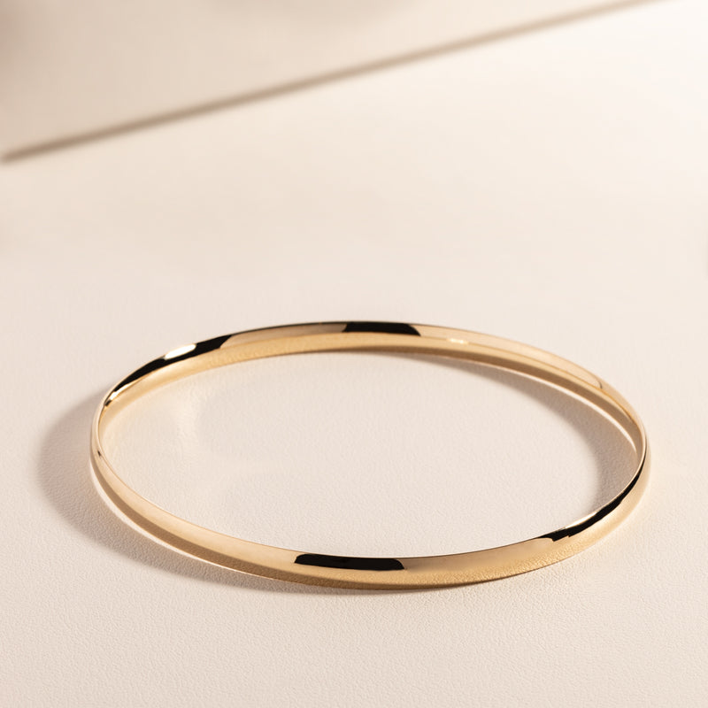 9ct Yellow Gold 4mm Bangle-Bracelet-Walker & Hall