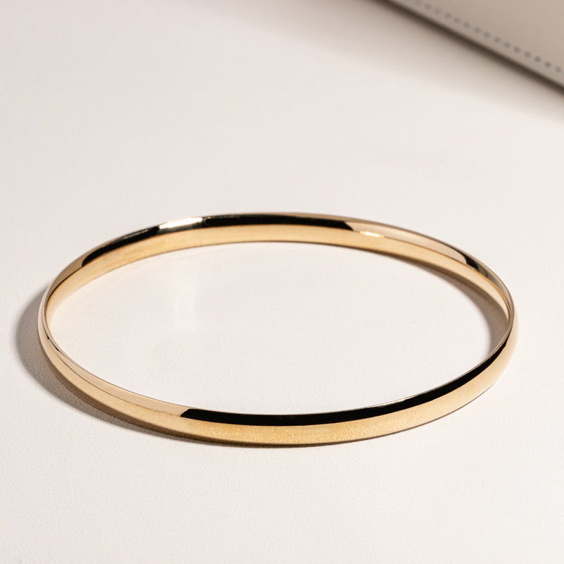 9ct Yellow Gold 5mm Bangle-Bracelet-Walker & Hall