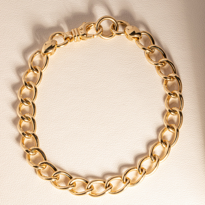 9ct Yellow Gold Curb Link Bracelet-Bracelet-Walker & Hall