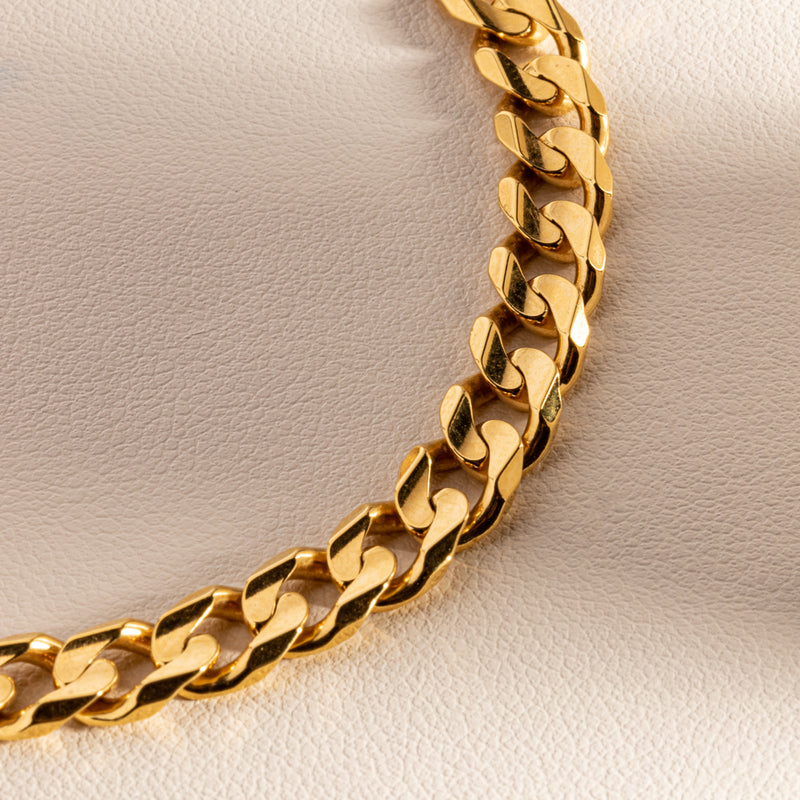 9ct Yellow Gold Concave Bevel Curb Bracelet-Bracelet-Walker & Hall