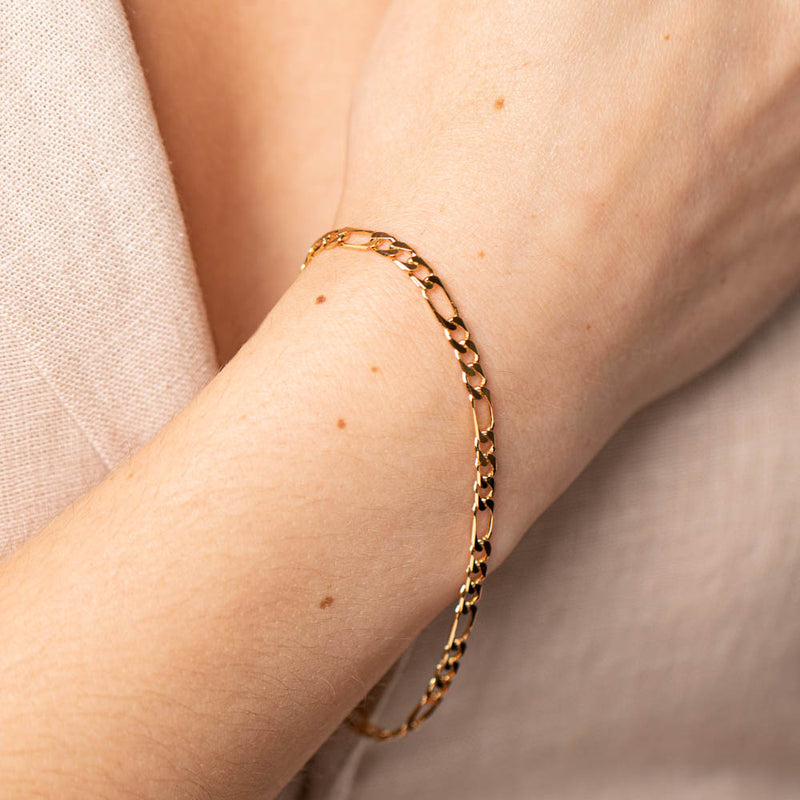 9ct Yellow Gold Figaro Bracelet-Bracelet-Walker & Hall