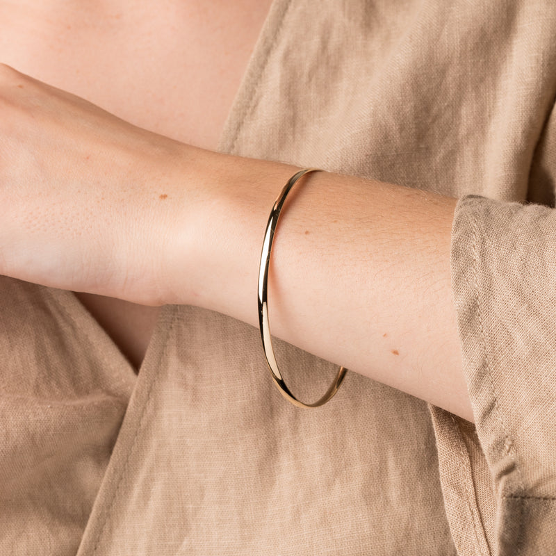 9ct Yellow Gold 3mm Bangle-Bracelet-Walker & Hall