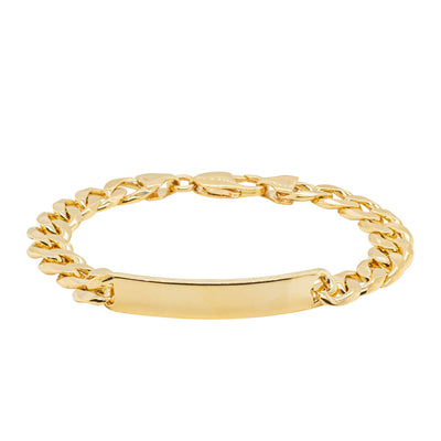 9ct Yellow Gold Curb Link ID Bracelet-Bracelet-Walker & Hall