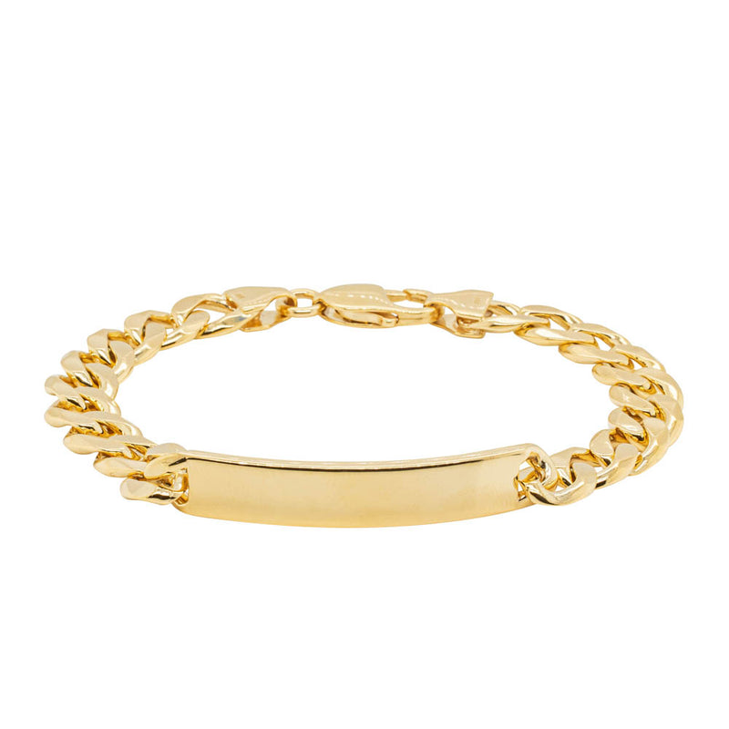 9ct Yellow Gold Curb Link ID Bracelet-Bracelet-Walker & Hall