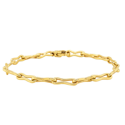 9ct Yellow Gold Pinched Link Bracelet-Bracelet-Walker & Hall