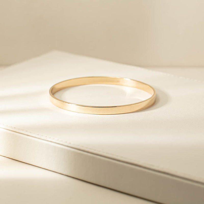 9ct Yellow Gold Oval Bangle-Bracelet-Walker & Hall
