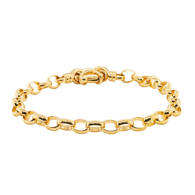 9ct Yellow Gold Oval Belcher Bracelet With Bolt-Bracelet-Walker & Hall