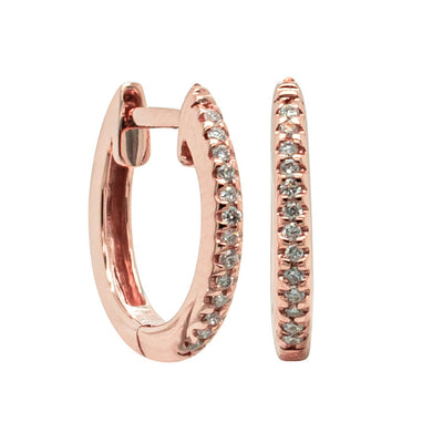 9ct Rose Gold Diamond Huggie Earrings-Earrings-Walker & Hall