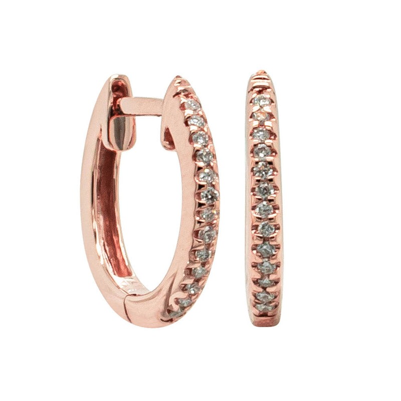 9ct Rose Gold Diamond Huggie Earrings-Earrings-Walker & Hall