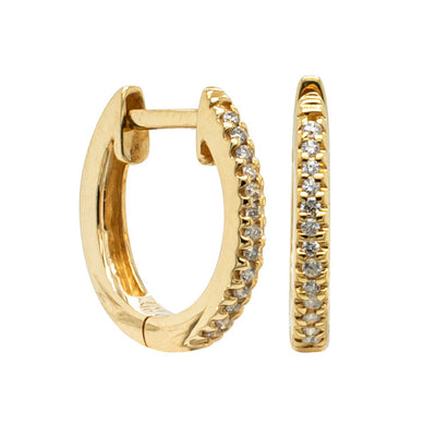9ct Yellow Gold Diamond Huggie Earrings-Earrings-Walker & Hall