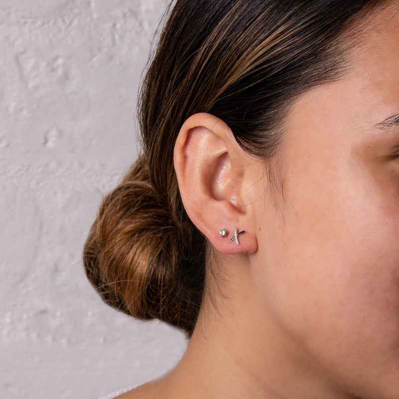 9ct White Gold Diamond Kiss Earrings-Earrings-Walker & Hall