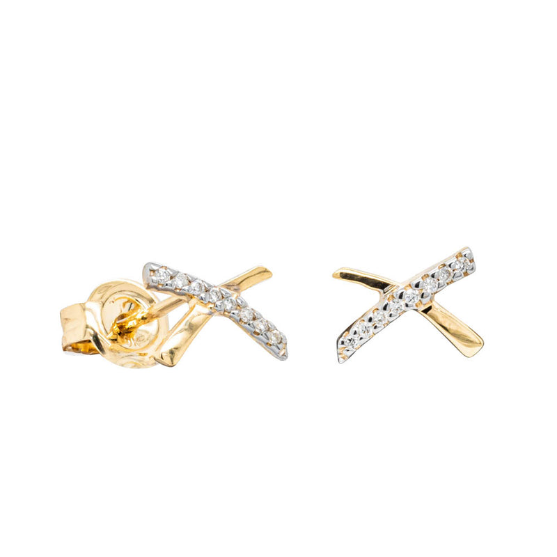 9ct Yellow Gold Diamond Kiss Earrings-Earrings-Walker & Hall