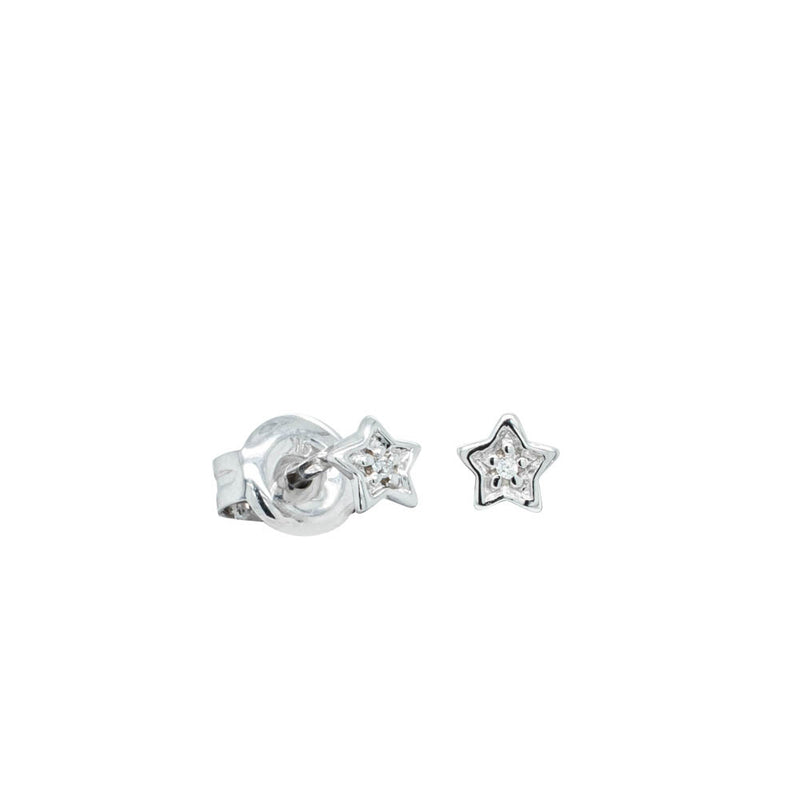 9ct White Gold Mini Diamond Star Studs-Earrings-Walker & Hall