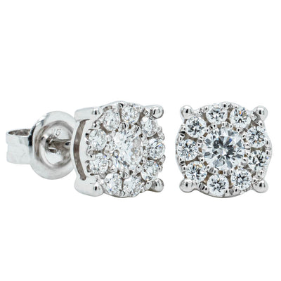 9ct White Gold .50ct Diamond Galaxy Studs-Earrings-Walker & Hall