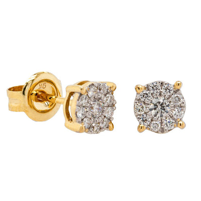 9ct Yellow Gold .18ct Diamond Galaxy Studs-Earrings-Walker & Hall