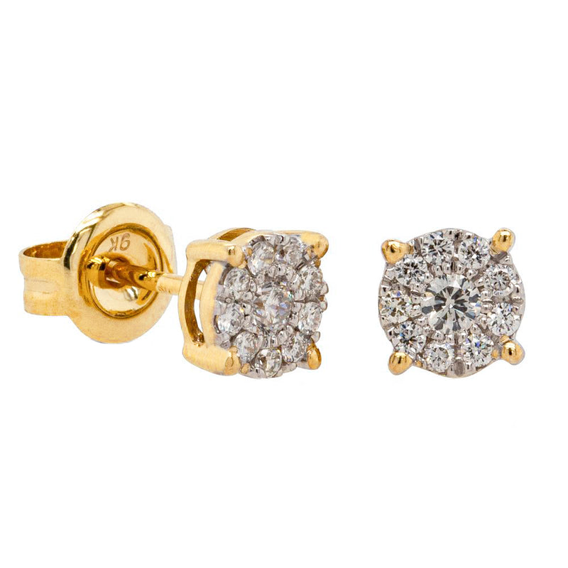 9ct Yellow Gold .18ct Diamond Galaxy Studs-Earrings-Walker & Hall