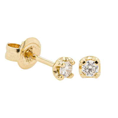 18ct Yellow Gold .12ct Diamond Stud Earrings-Earrings-Walker & Hall