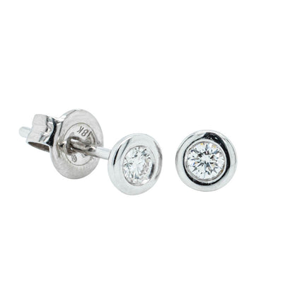 18ct White Gold .12ct Diamond Stud Earrings-Earrings-Walker & Hall