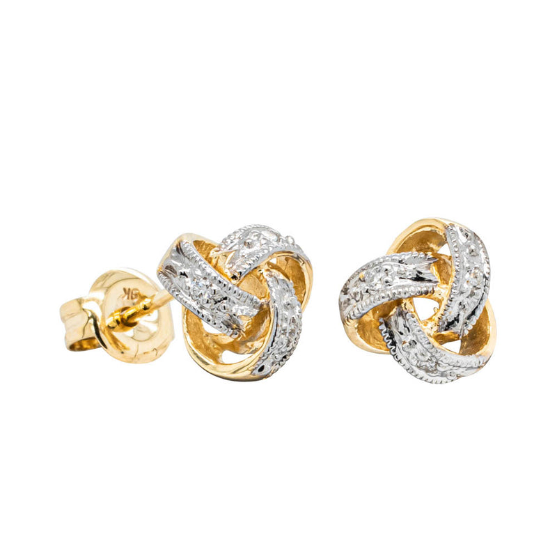 9ct Yellow Gold .05ct Diamond Knot Studs-Earrings-Walker & Hall
