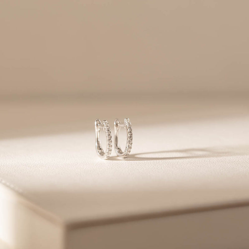 18ct White Gold .11ct Diamond Cosy Earrings-Earrings-Walker & Hall